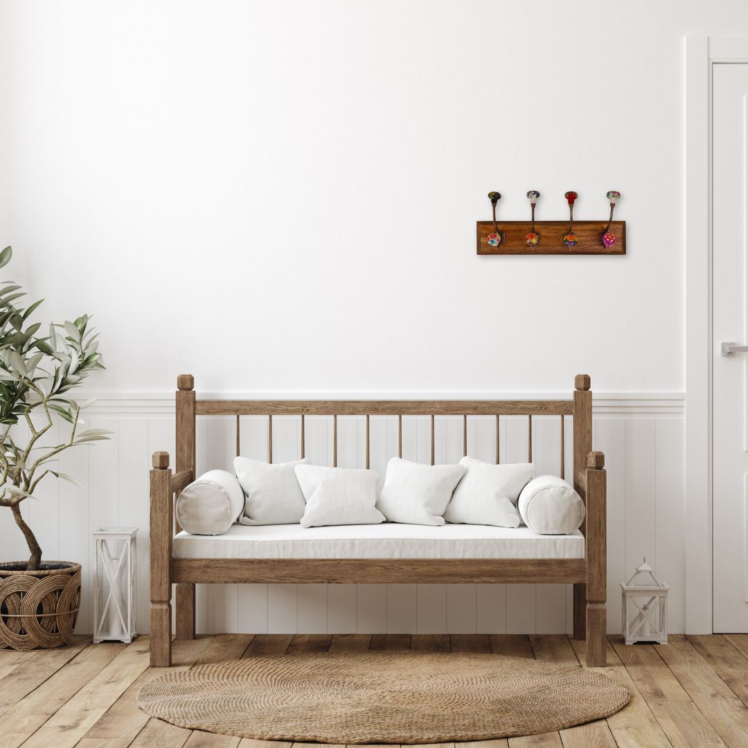 Mexican Floral Ceramic Hooks Coat Rack