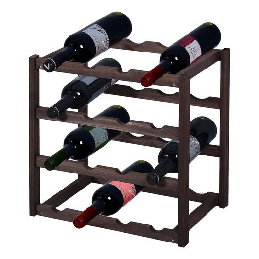 4 Tier Wooden Wine Rack — Dark