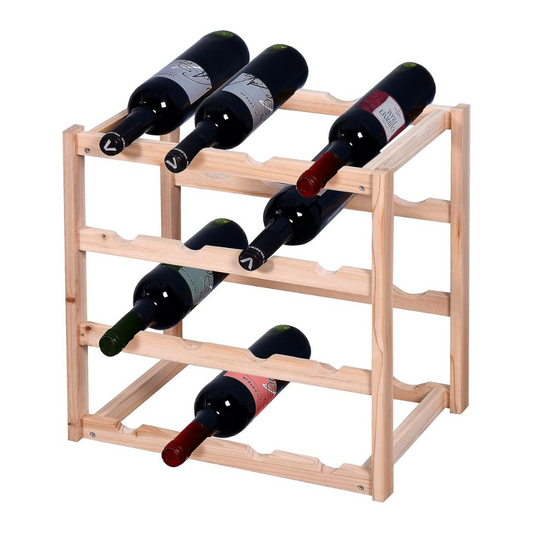 4 Tier Wooden Wine Rack — Natural