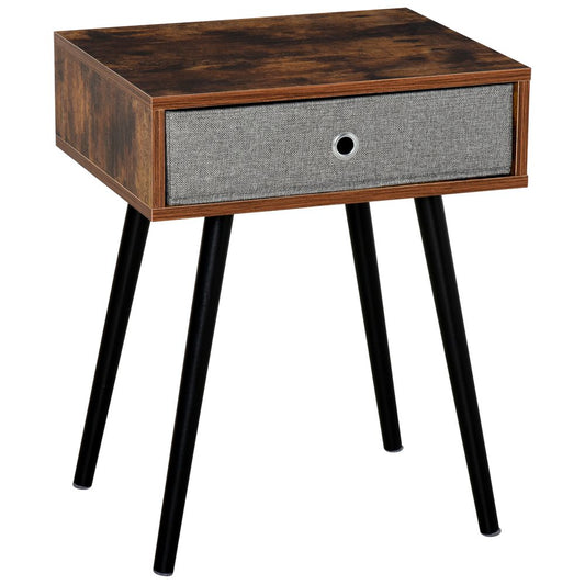 Rustic Chic End Side Table with Fabric Drawer
