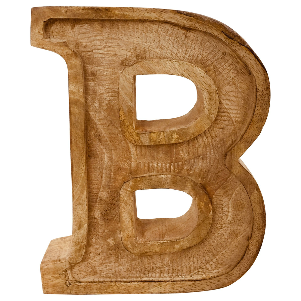 Hand Carved Wooden Embossed Letter B