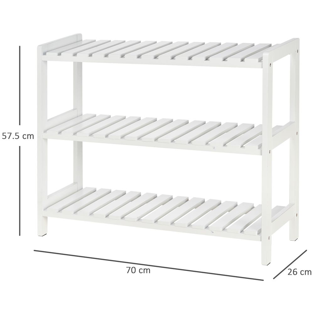 3-Tier Shoe Rack Wood Frame Open Hygienic Storage 57x70cm