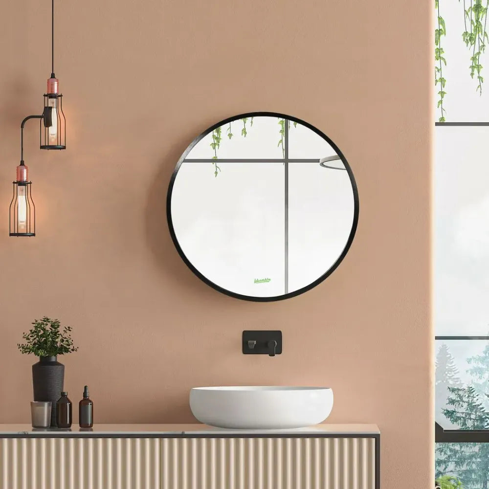 Wall-mounted Vanity Mirror — Black, 40x40cm