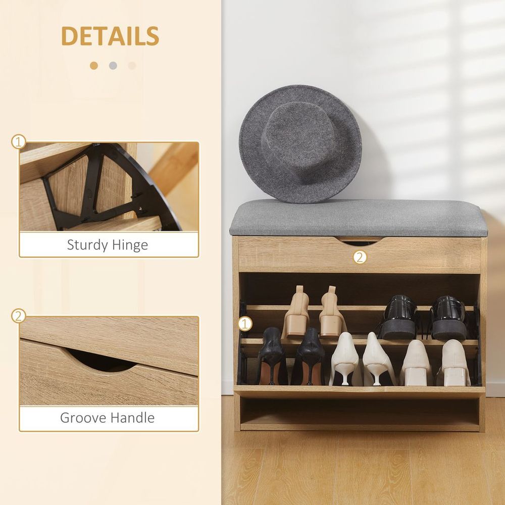 Entryway Shoe Bench with Cushion, Storage Cabinet