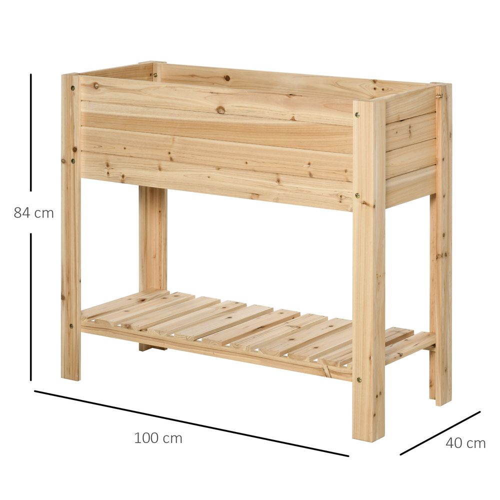 Wooden Raised Plant Stand
