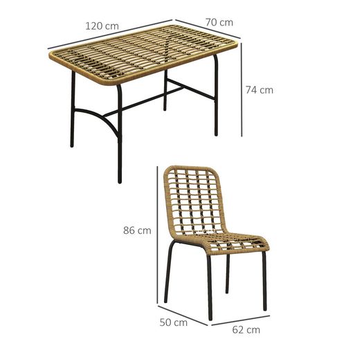 Outsunny 4 Seater Rattan Garden Furniture Set w/ Tempered Glass Tabletop