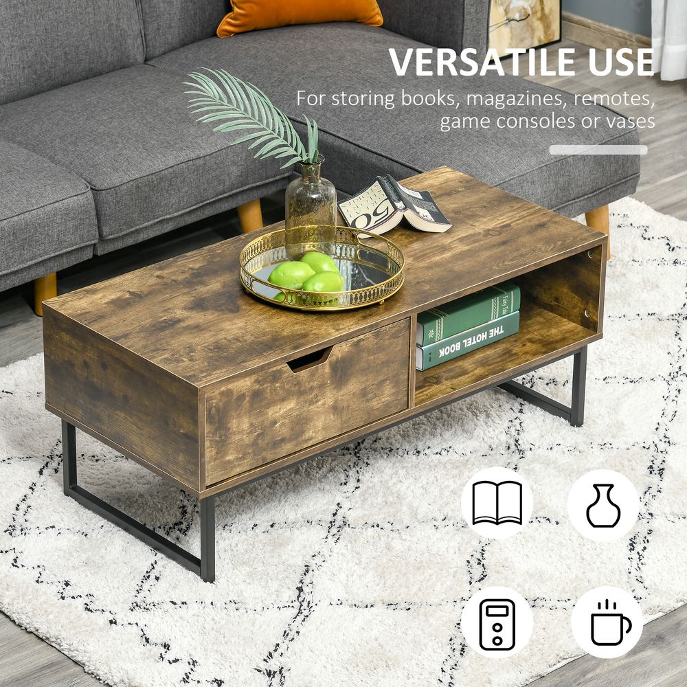 Coffee Table Wood Finish Metal Frame
