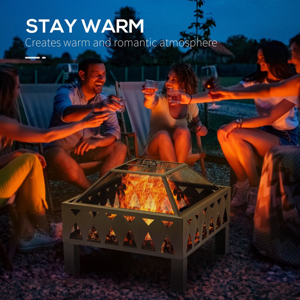 Outdoor Fire Pit with Screen Cover