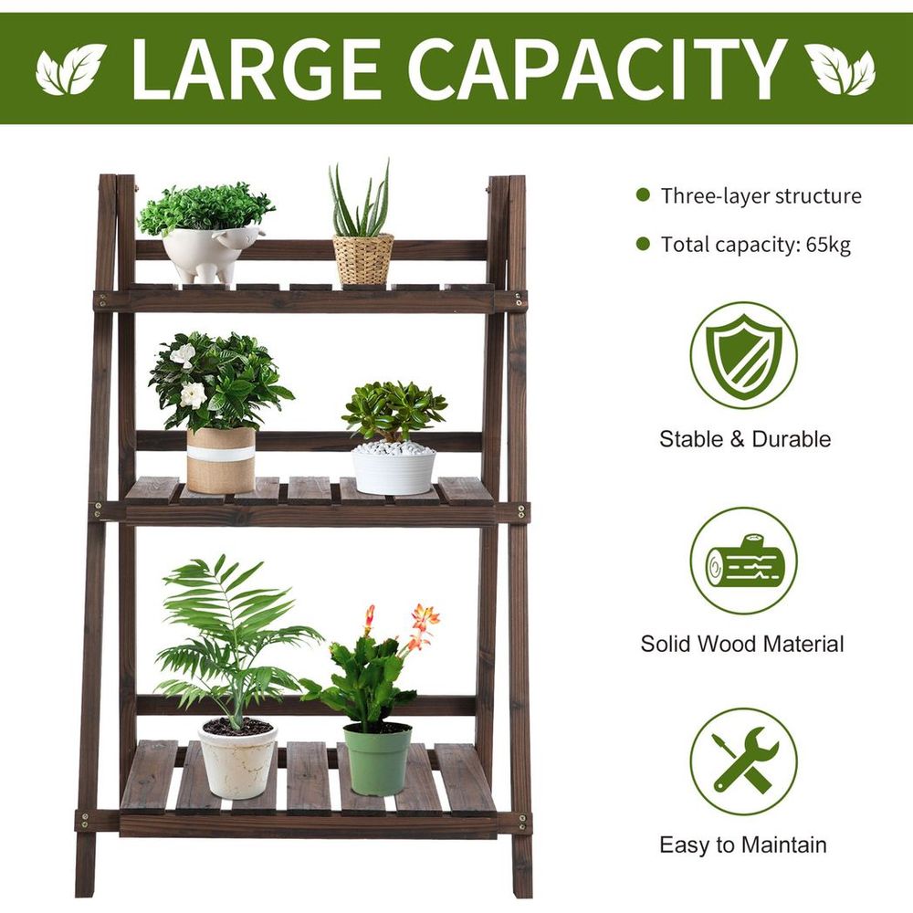 3 Tier Wooden Plant Shelf — Foldable