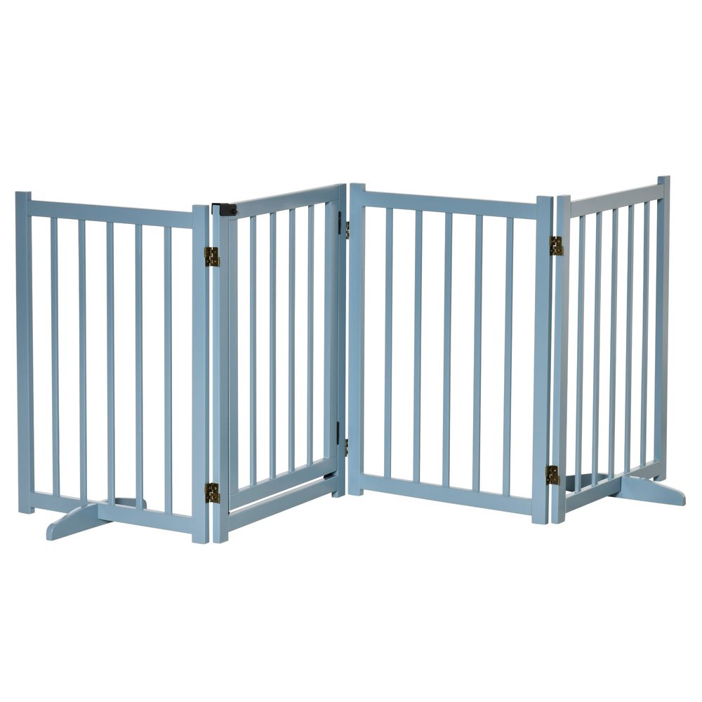 Wooden Foldable Dog Safety Barrier — Blue Grey