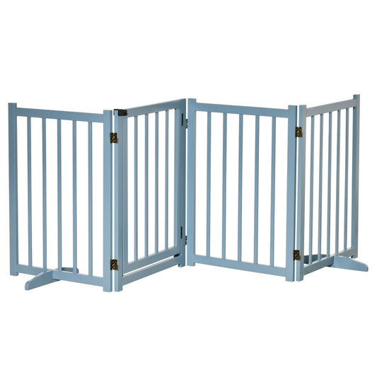 Wooden Foldable Dog Safety Barrier — Blue Grey