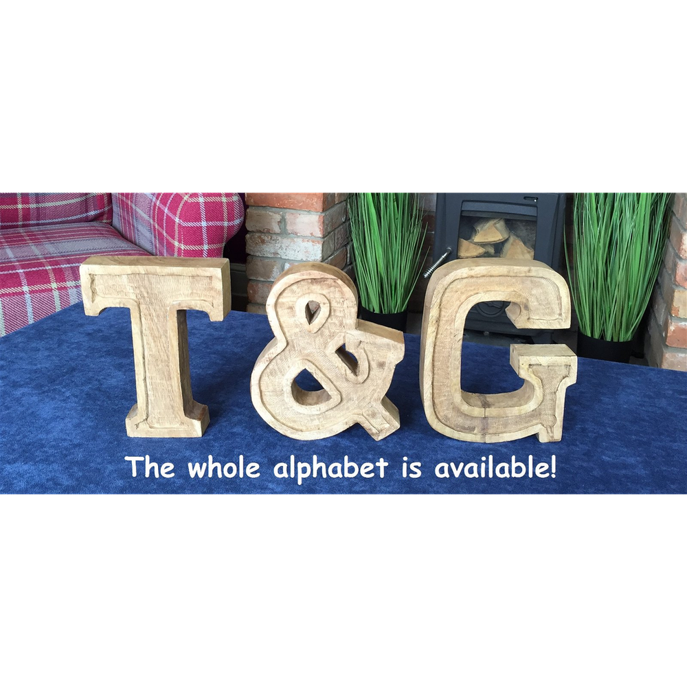 Hand Carved Wooden Embossed Letter F