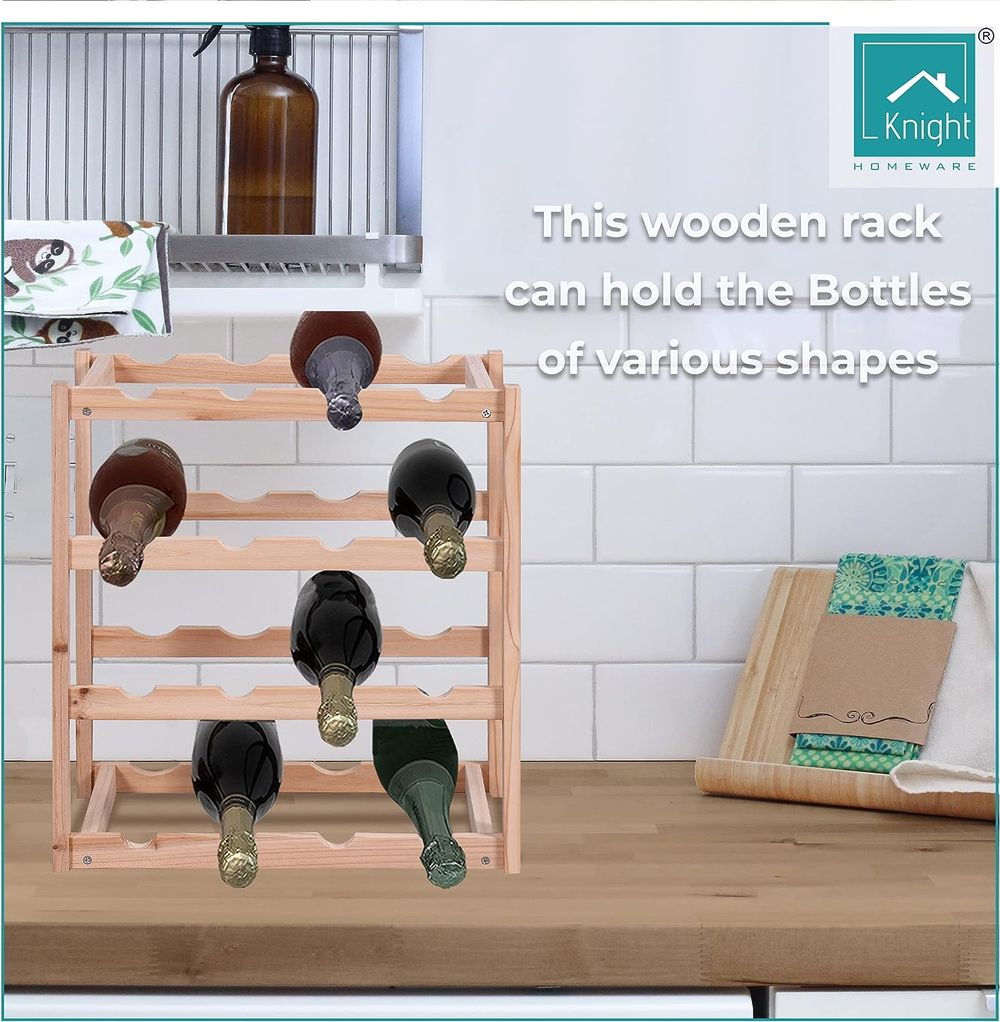 4 Tier Wooden Wine Rack — Natural