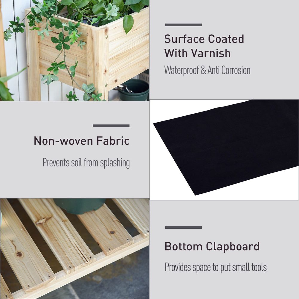 Wooden Raised Plant Stand