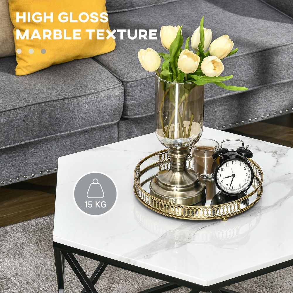 Coffee Table High Gloss Marble Top