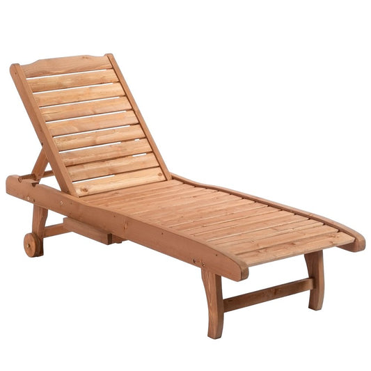 Wooden Sun Lounge with Pull-out Table