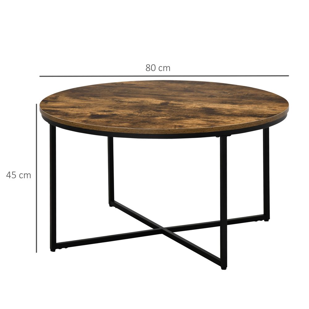 Industrial Round Side Table with Metal Frame