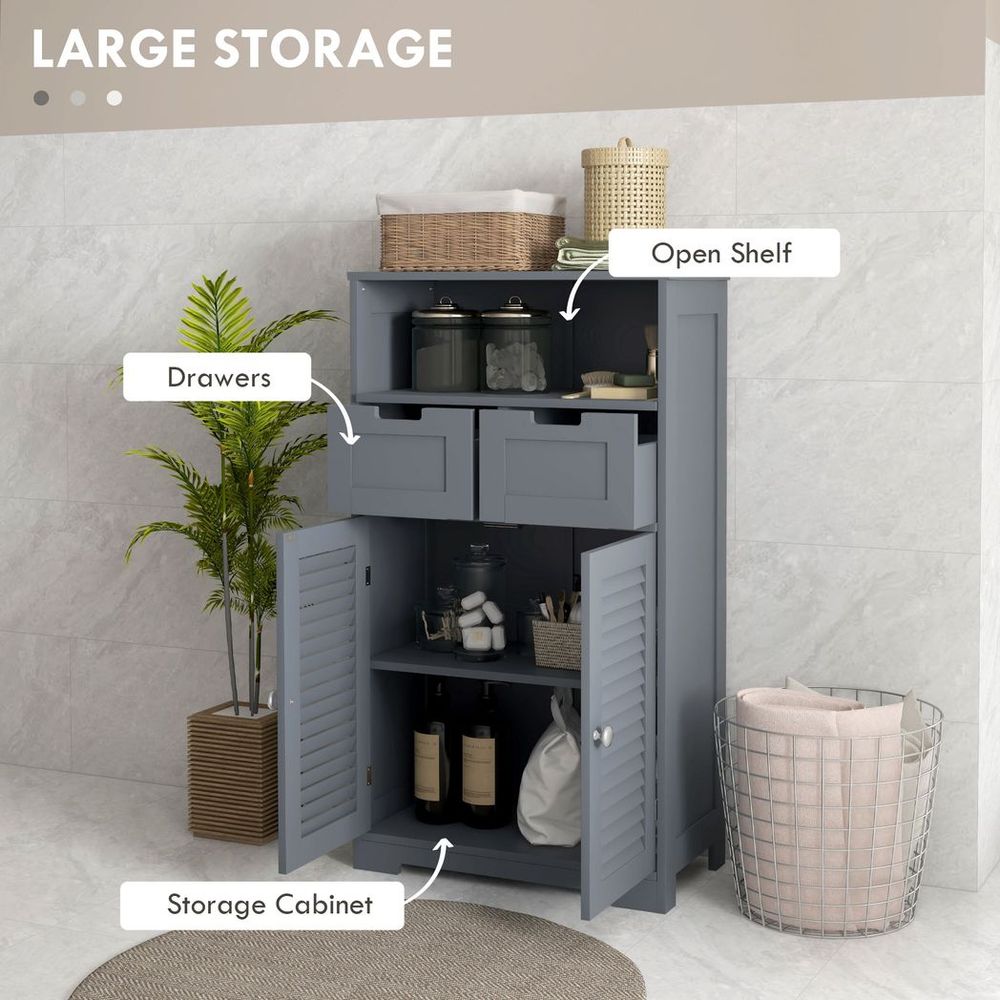 Bathroom Storage Cabinet with Louvred Doors