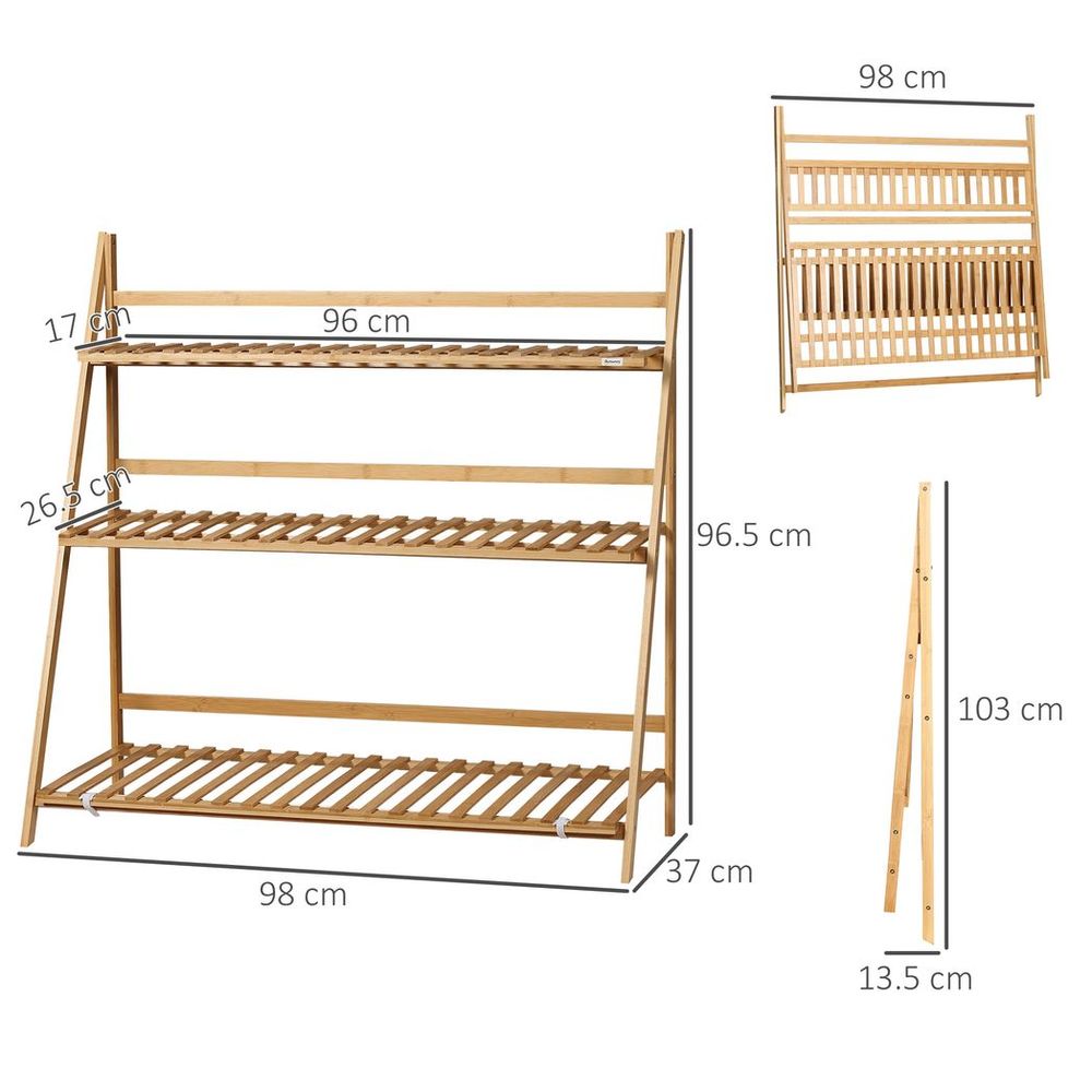 3 Tier Bamboo Plant Stand — Foldable