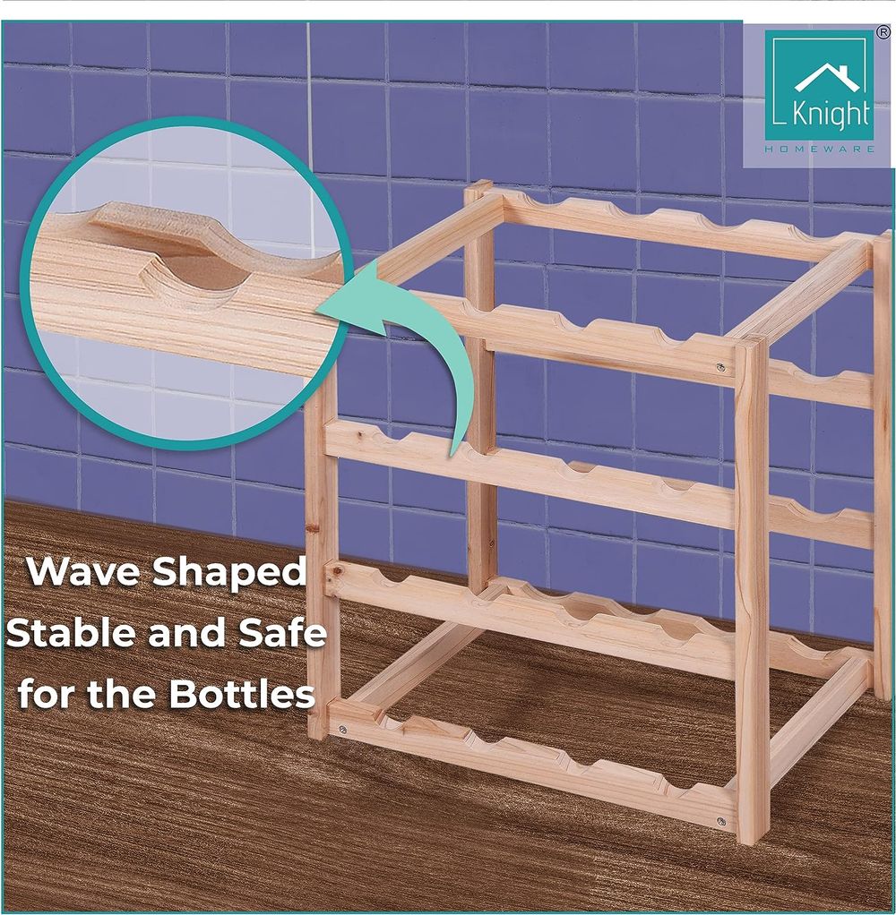 4 Tier Wooden Wine Rack — Natural