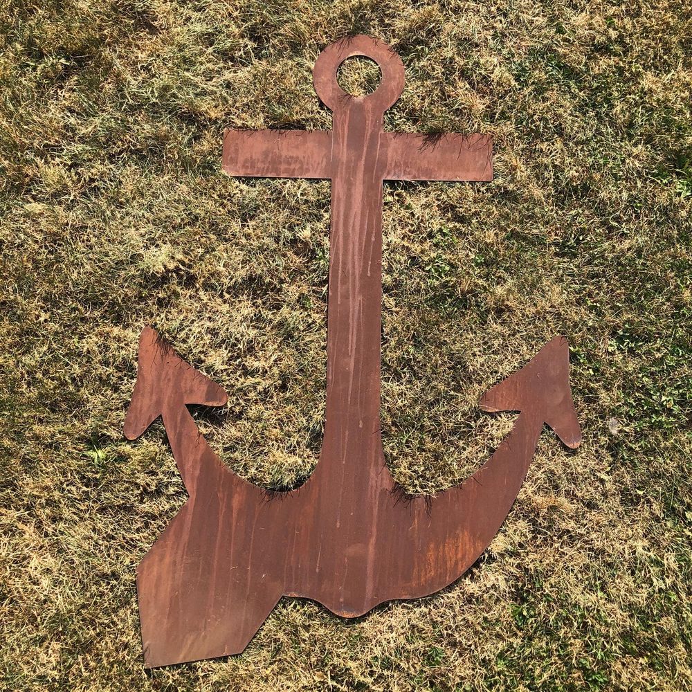 XL Rusty Anchor garden Sign Metal Ornament