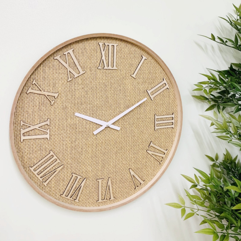 Serenity Hessian Woven Wall Clock
