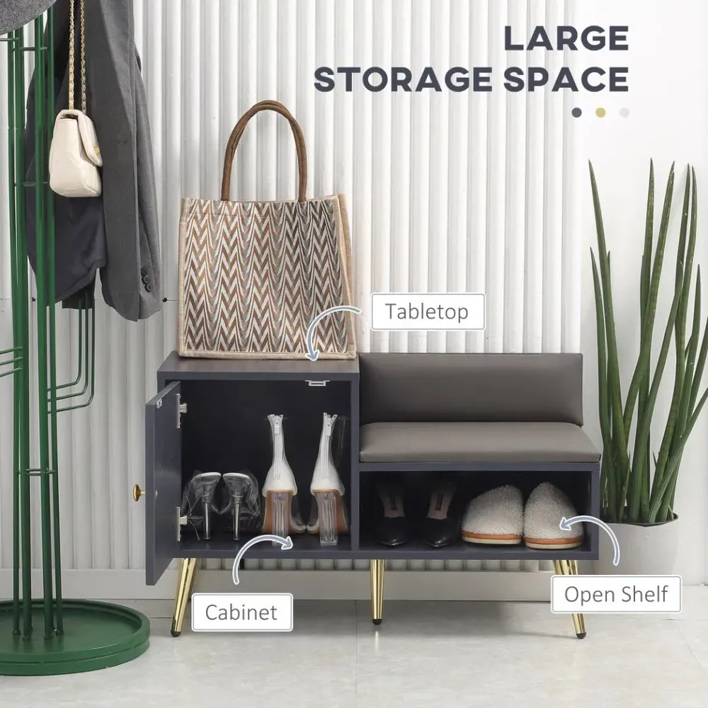 Shoe Bench with Storage Cabinet