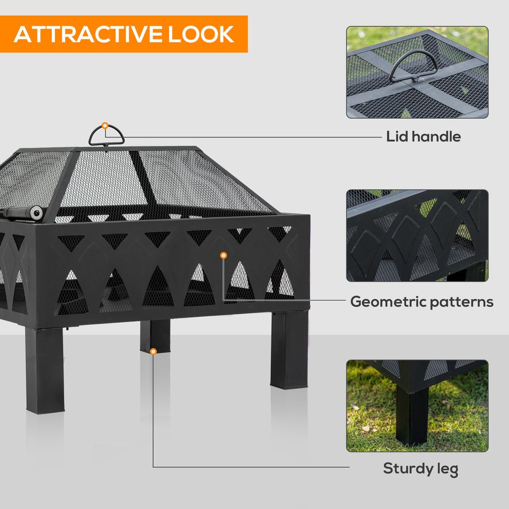 Outdoor Fire Pit with Screen Cover