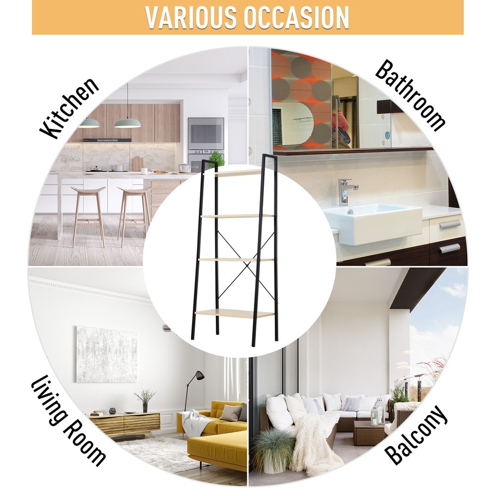 4-Tier Minimalistic Ladder Shelf Unit Steel Frame