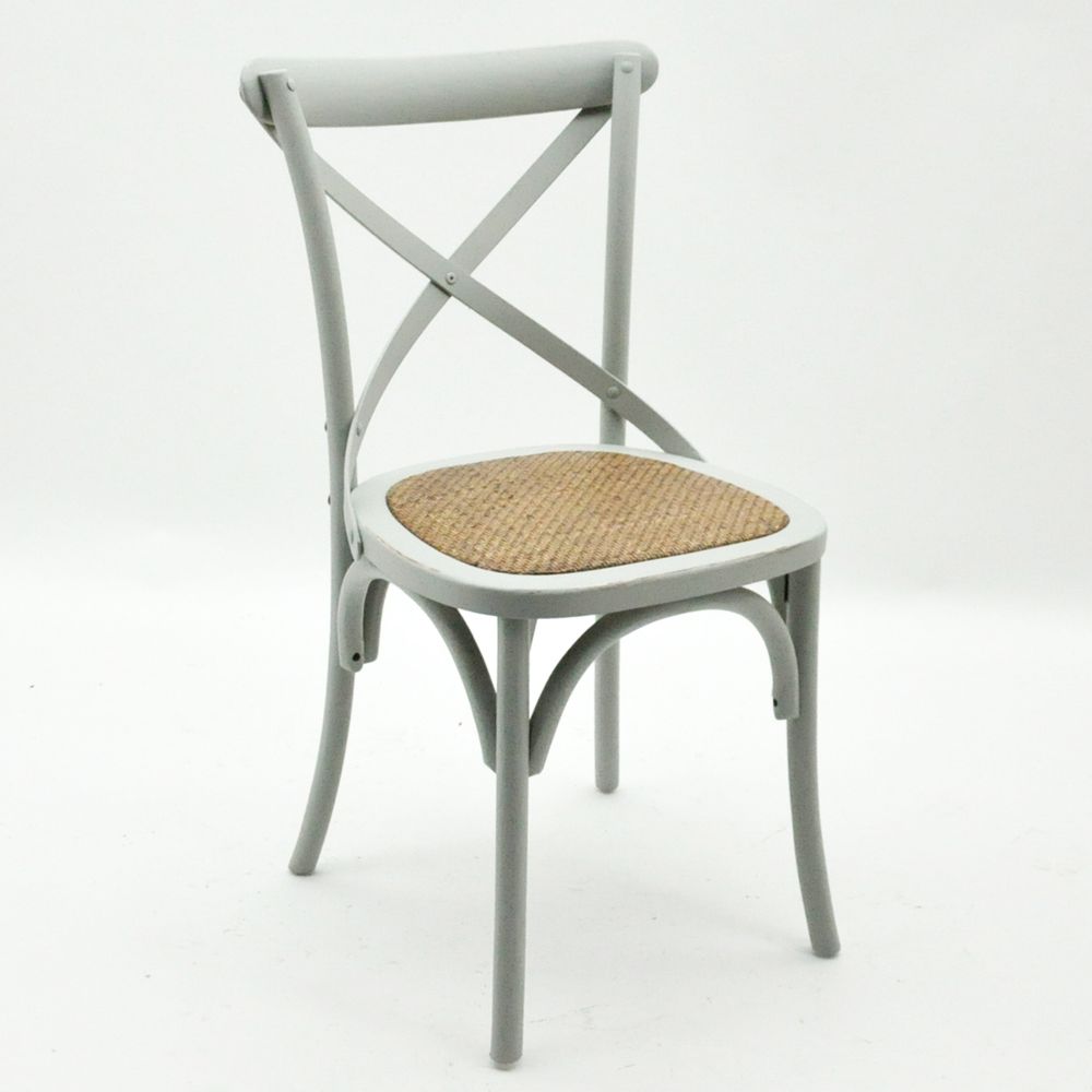 French Cross Back Chair — Grey