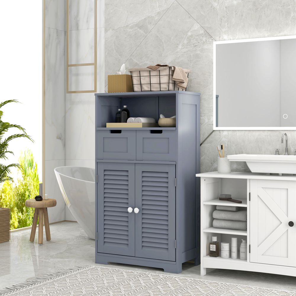 Bathroom Storage Cabinet with Louvred Doors