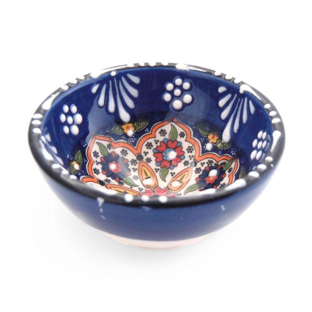 Handmade Ceramic Bowl Mexican — Navy
