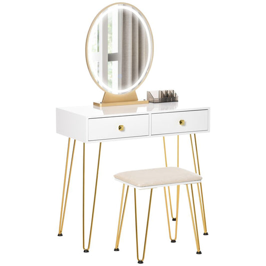 Dressing Table Set With LED Mirror & Stool