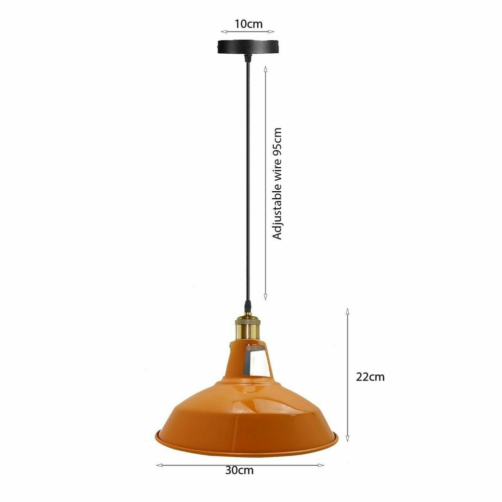 Vintage Modern Orange Metal Shade Ceiling Pendant
