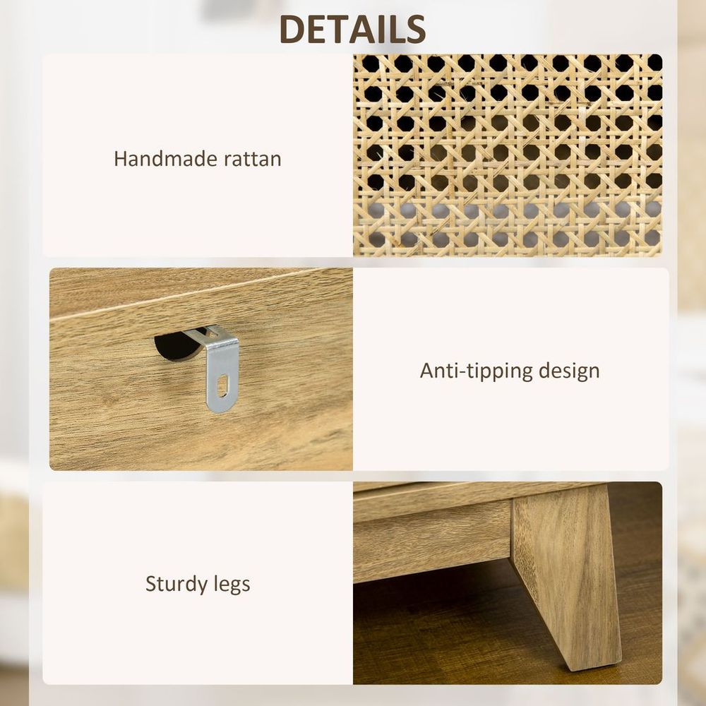 Bedside Table with Rattan Door