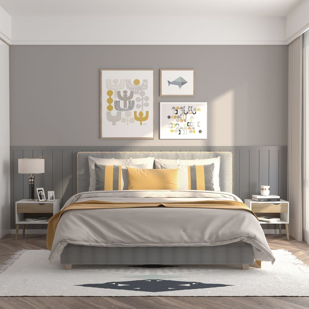 Bedside Table with Drawer and Shelf