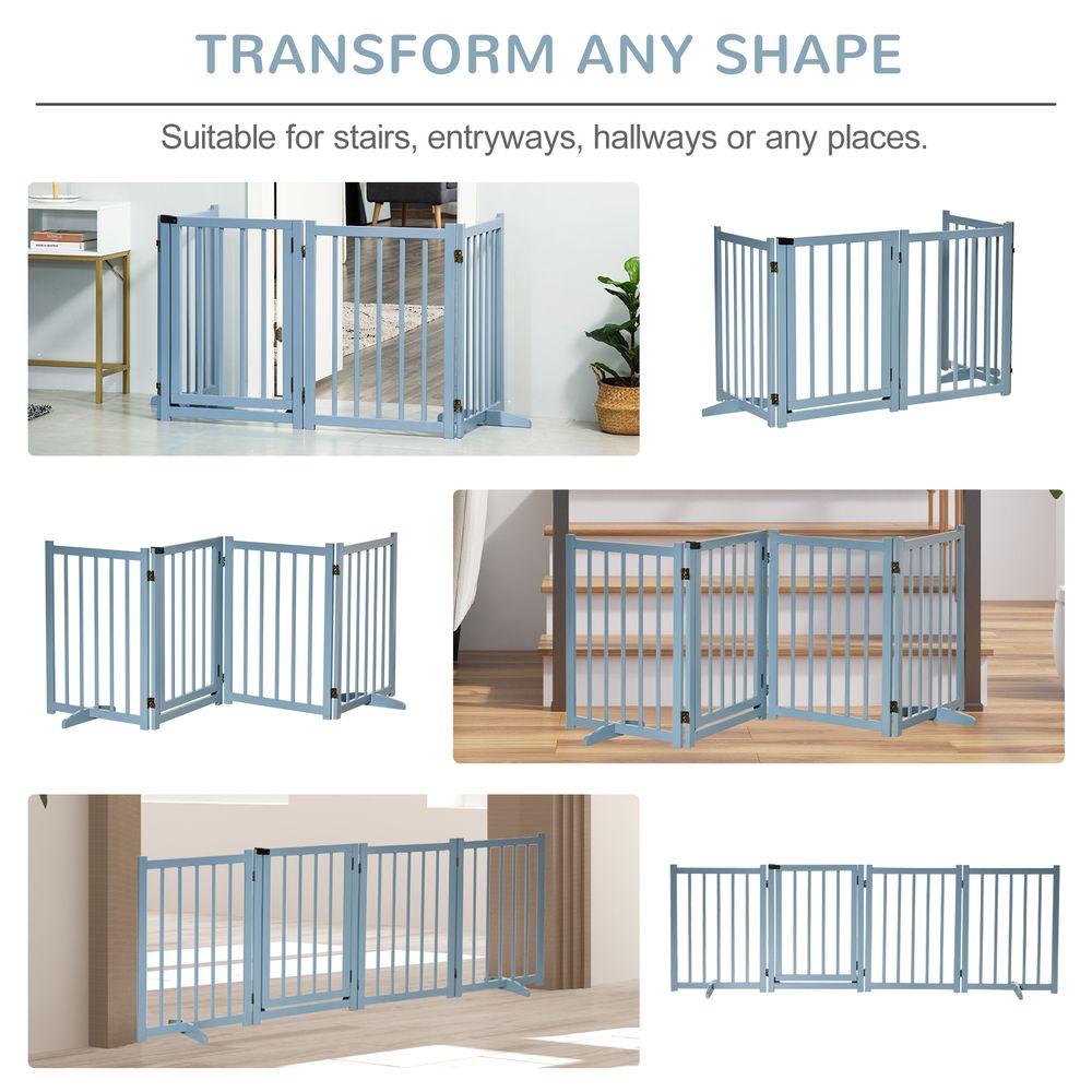 Wooden Foldable Dog Safety Barrier — Blue Grey