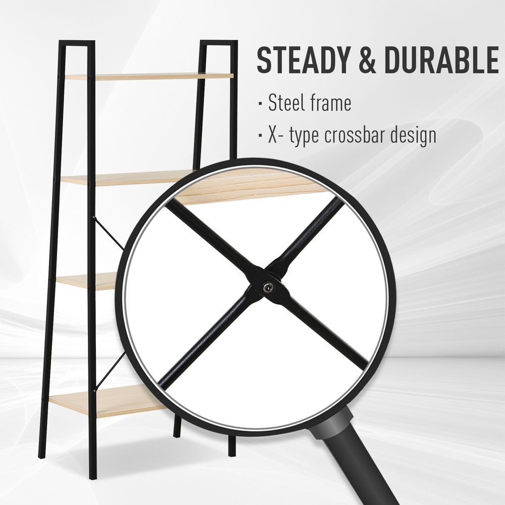 4-Tier Minimalistic Ladder Shelf Unit Steel Frame