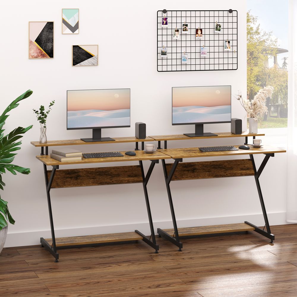 Computer Desk with Monitor Shelf and Storage