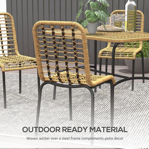 Outsunny 4 Seater Rattan Garden Furniture Set w/ Tempered Glass Tabletop
