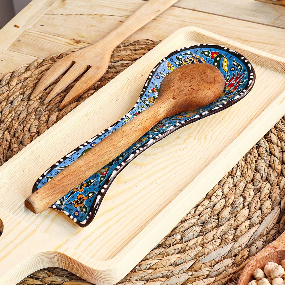 Handmade Ceramic Spoon Rest —Blue
