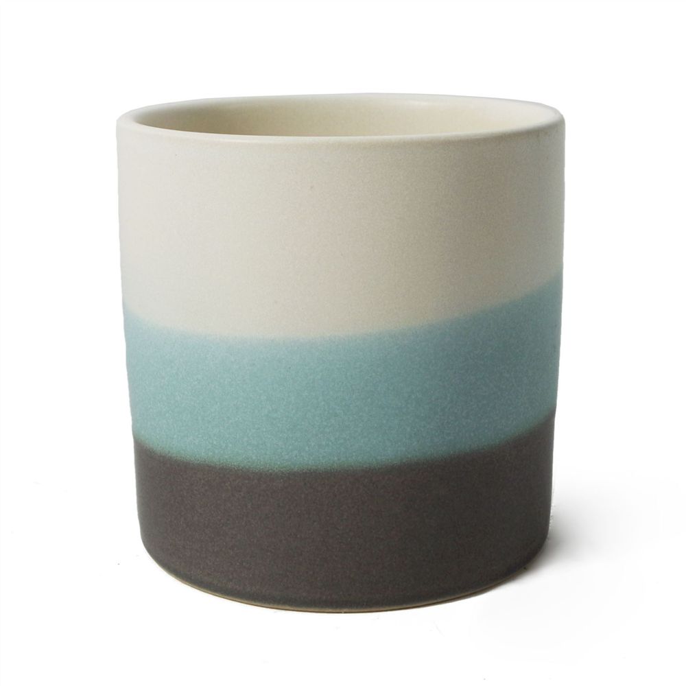 Sand Stripe Ceramic Planter — Blue