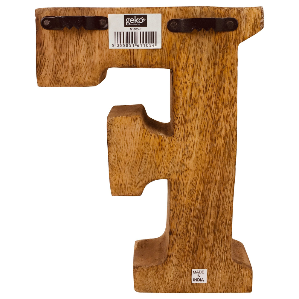 Hand Carved Wooden Embossed Letter F