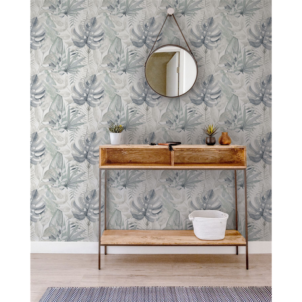 Chalky Tropical Soft Navy Wallpaper