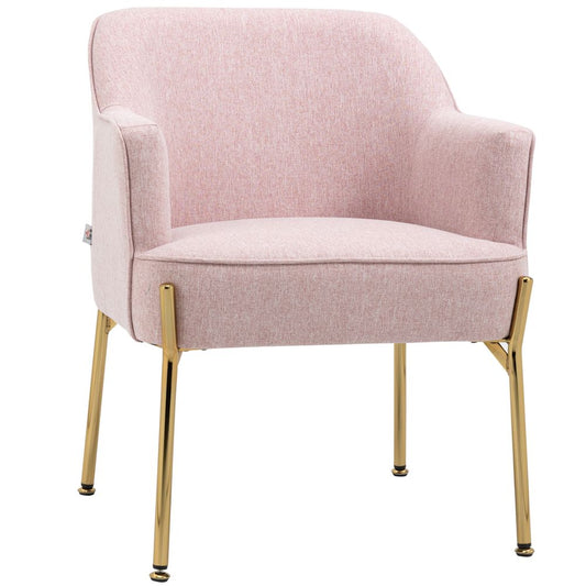 Fabric Armchair with Metal Legs — Pink