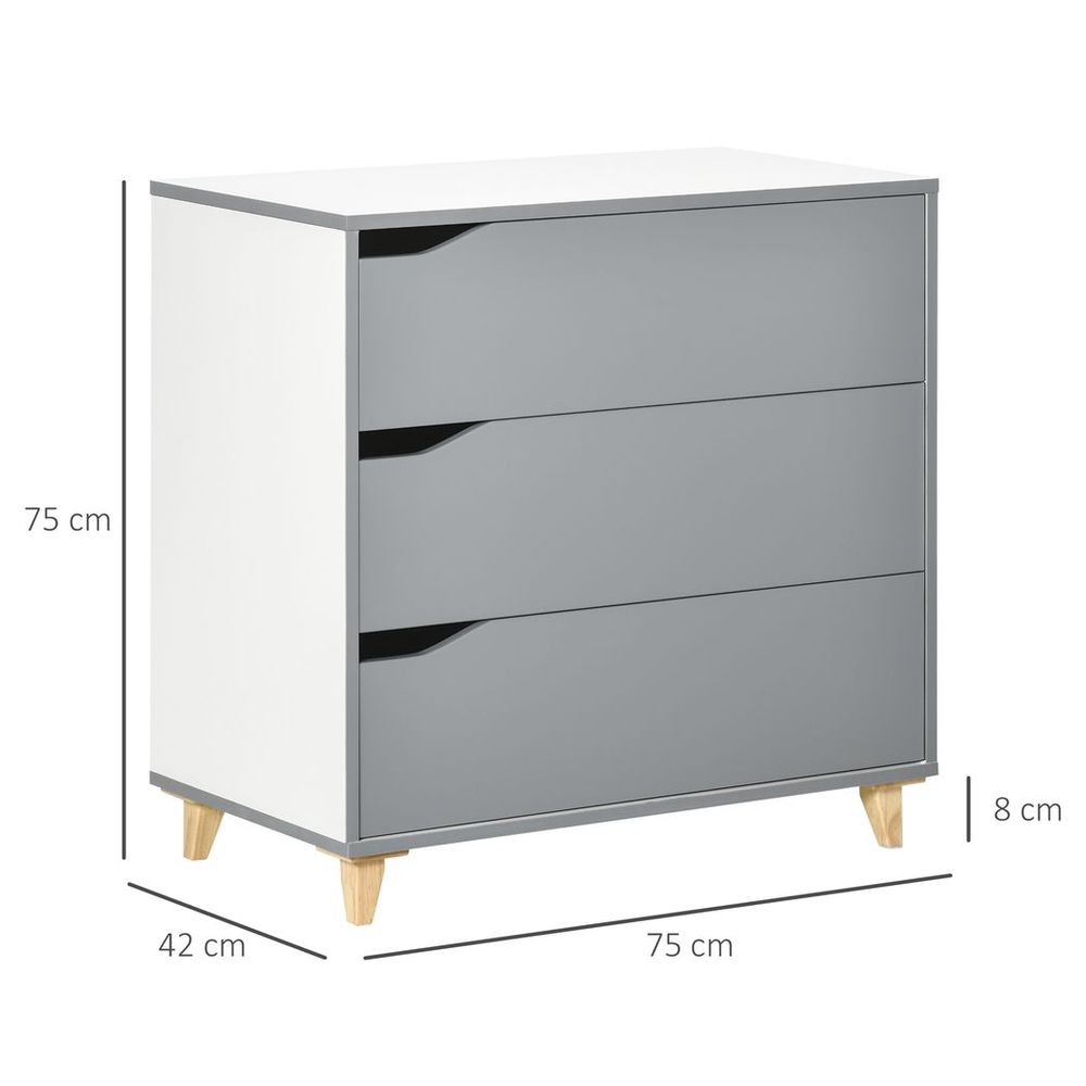 Chest of Drawers 3-Drawer Dresser Storage Cabinet