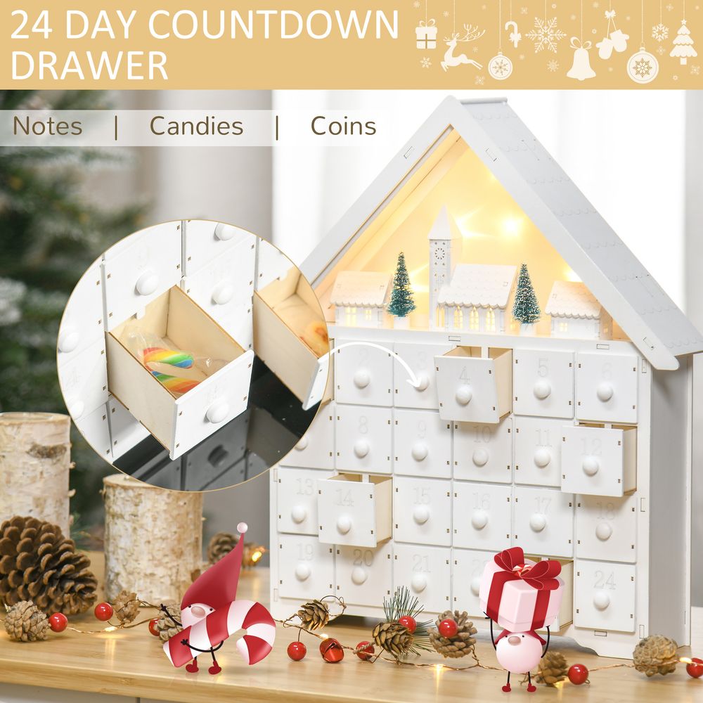 Wooden Christmas Advent Calendar with LED lighting