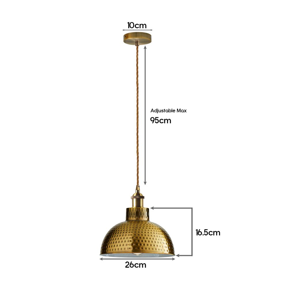 2 X Pack Ceiling Pendant Light Metal Shades — Yellow Brass