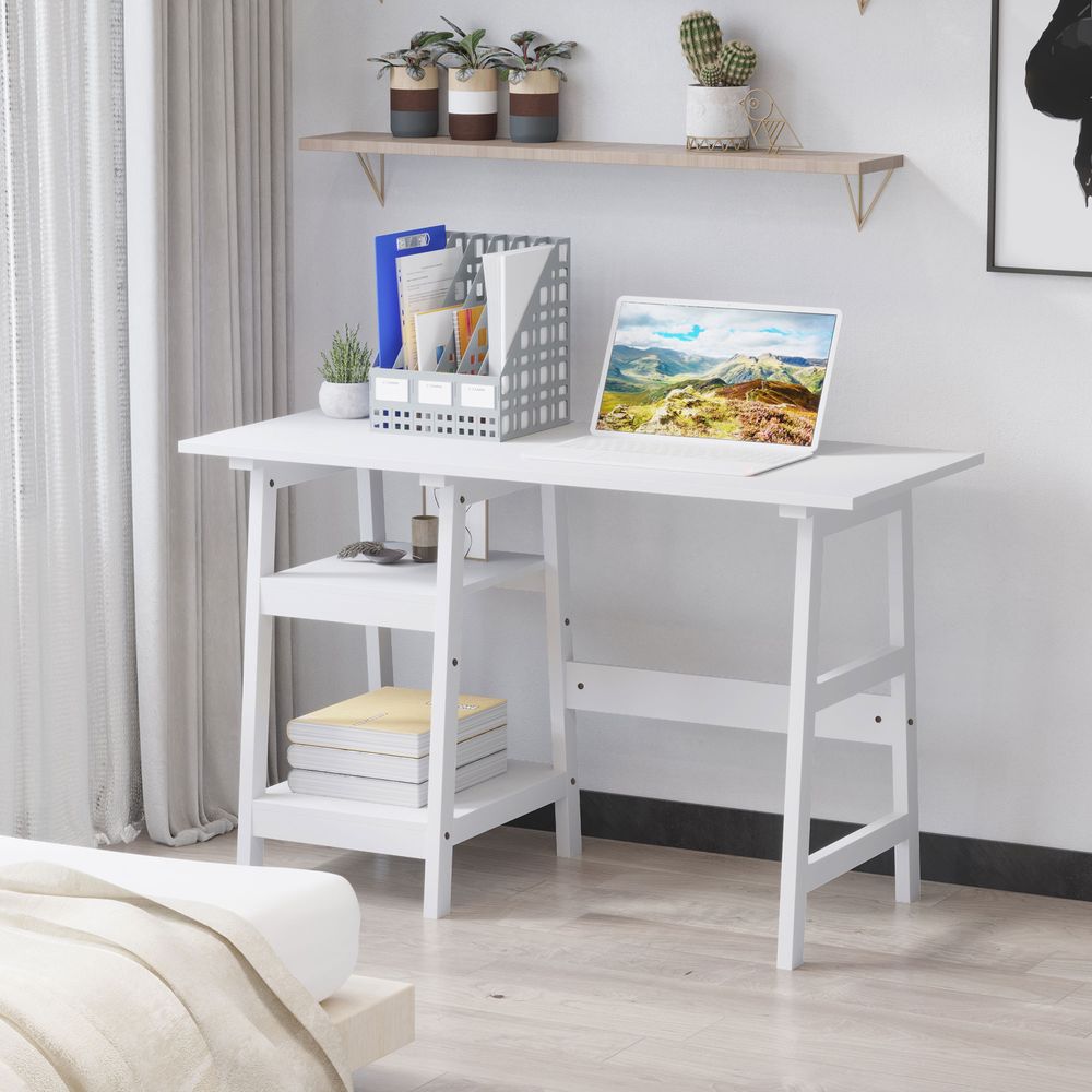 Desk with Storage — White
