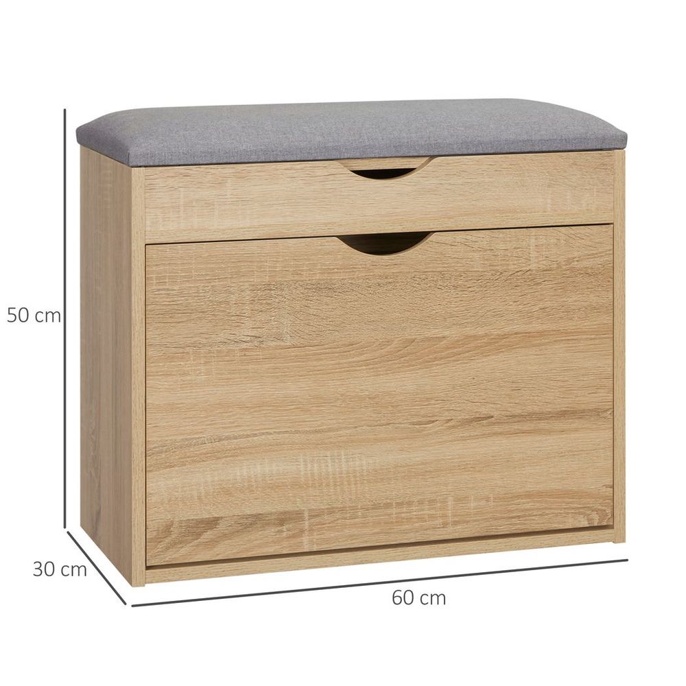 Entryway Shoe Bench with Cushion, Storage Cabinet